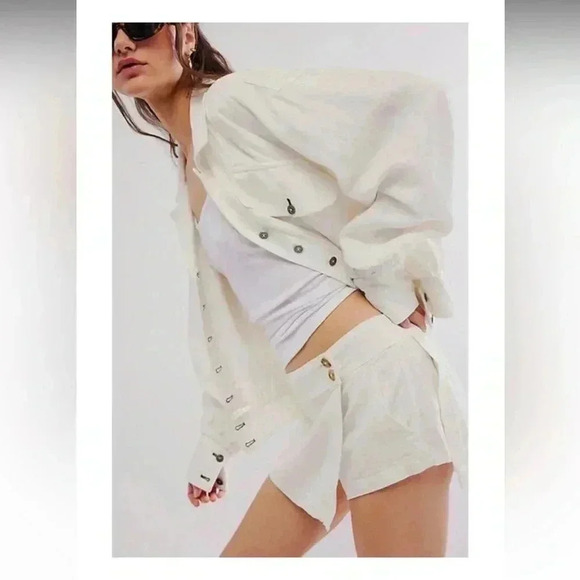 FREE People White Linen Blend Bomber Jacket Size Small NWOT - Picture 3 of 4